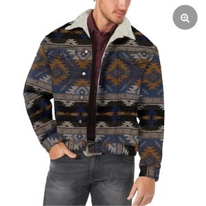 Wrangler Mens Jacquard Sherpa Lined Jacket